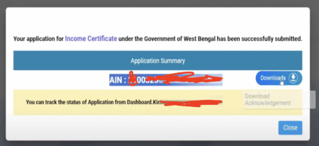 e district income certificate ain status